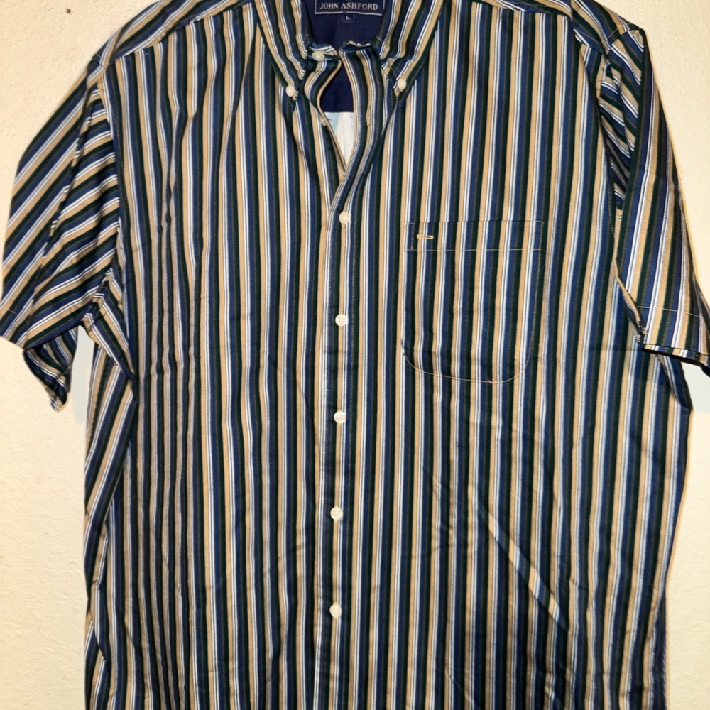 John Ashford Men's Striped Blue Shirt